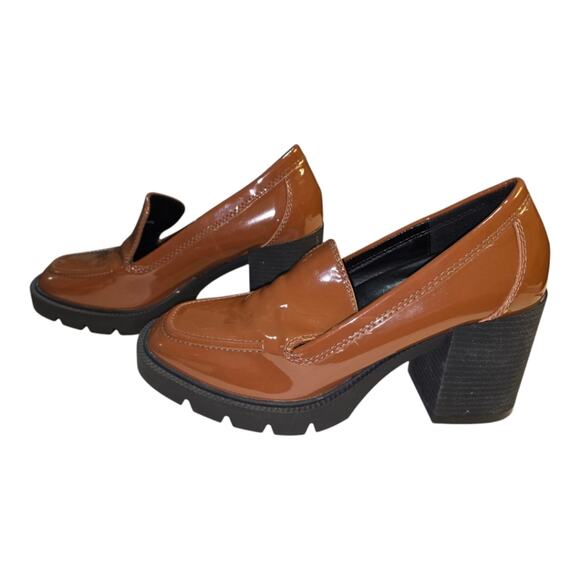Blondo Brown Patent Leather Josie Waterproof Heeled Chunky Mule‎ Loafers Size 10 - Picture 3 of 9